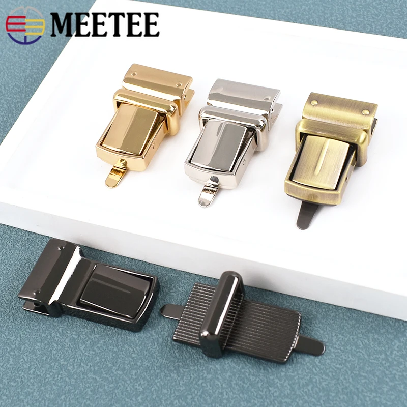 2 Stuks Meetee Tas Metalen Gesp 22*38 Mm Snap Sluiting Portemonnee Handtas Twist Turn Lock Kledingstuk sluiting Klink Diy Vervanging Accessoires