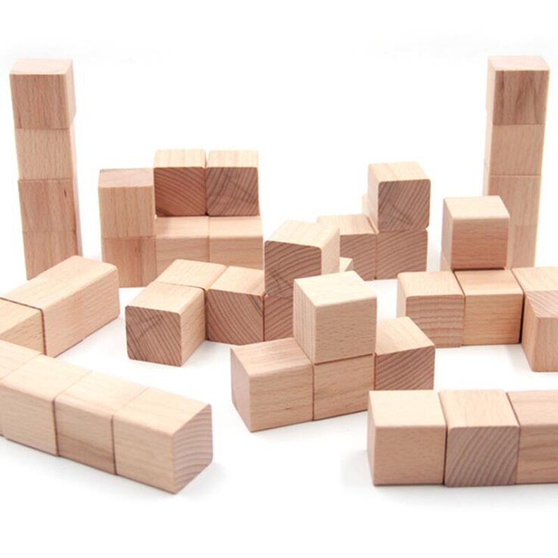 36 pcs/set Beech Cubic Brick Game 4cm Cubes DIY color Blocks Wooden Educational Toys For Baby Children