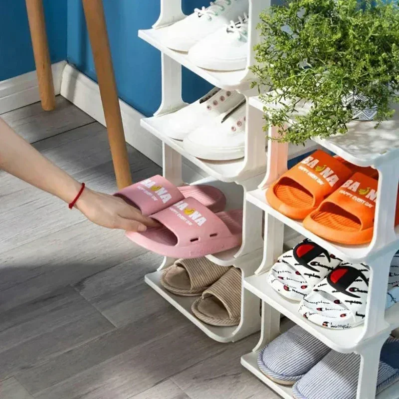Zapatero de plástico multicapa, estantes de zapatos desmontables para el hogar, organizador de zapatos de gran capacidad, organizador de desorden para sala de estar