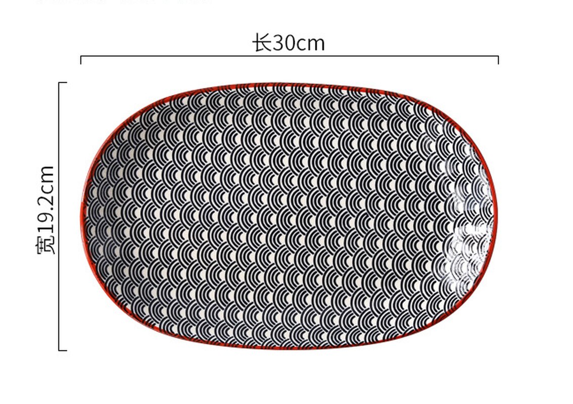 30*19.2cm 12 Inch Fish Dish Underglaze Color Home Dish Plate Hotel Ceramic Plate For Kitchen Tableware