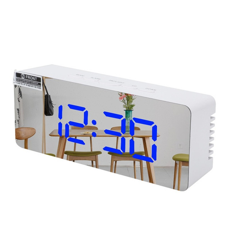 Snooze Mirror Digitale Wekker Led Night Lights Thermometer Wandklokken Lamp Vierkante Rechthoek Multifunctionele Tafel Horloge Usb