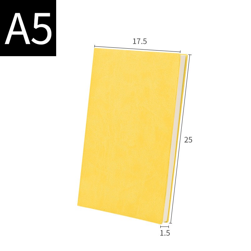 Simple business office PU leather notebook student a5 a6 b5 soft copy notebook: A5 Yellow 14.5x21