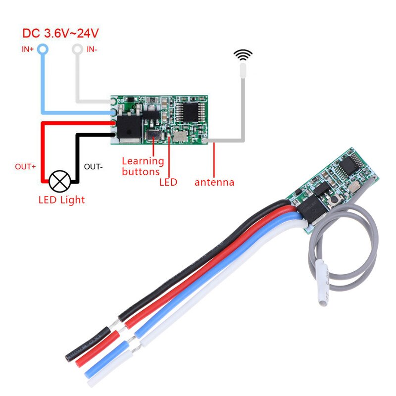 Universal DIY 433 Mhz 1CH RF Relay Receiver Wireless Remote Control Switch Micro Module LED Light Controller DC 3.6V-24V