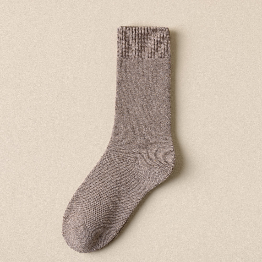 Calcetines de algodón gruesos y cálidos a la de Otoño Invierno señora Casual chica Color sólido calcetines de tubo medio para mujer