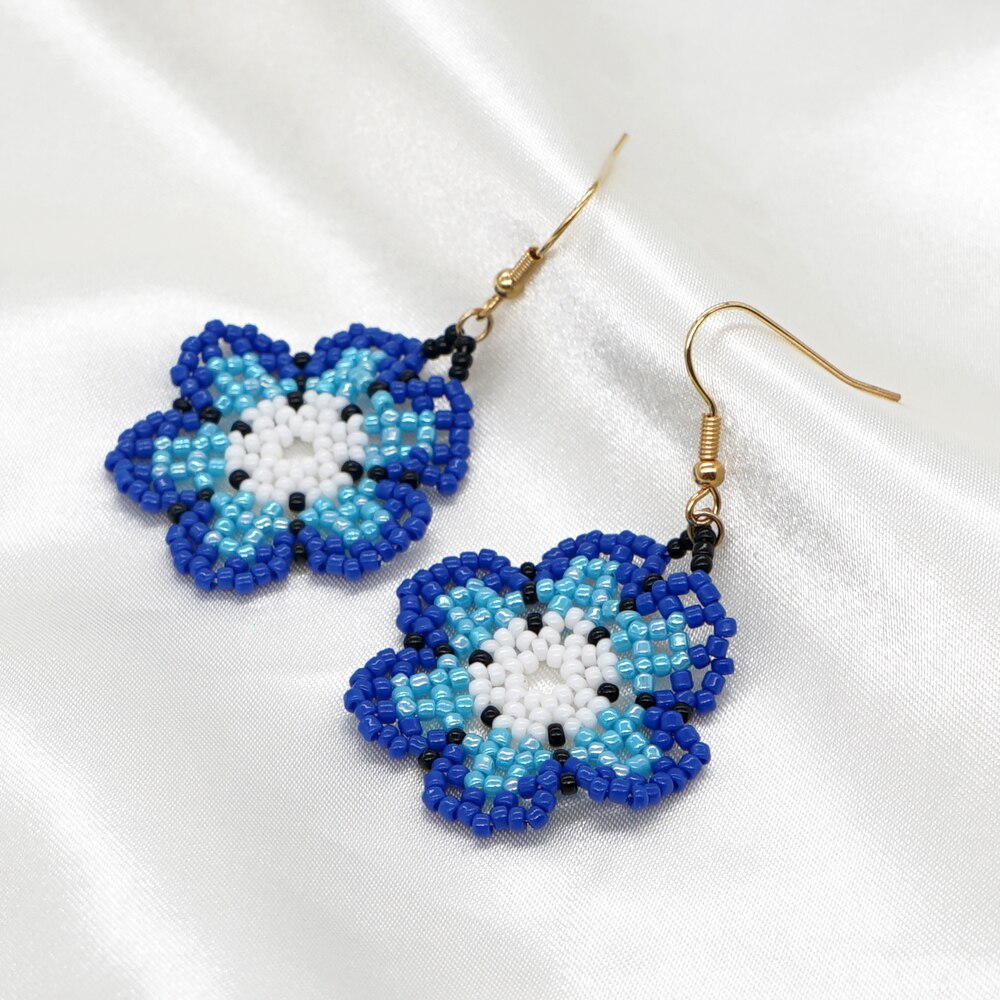 Go2Boho Jewelry Dangle Earrings Color Gradient Miyuki Seed Beads Woven Daisy Flower Earrings for Women Earings 2022