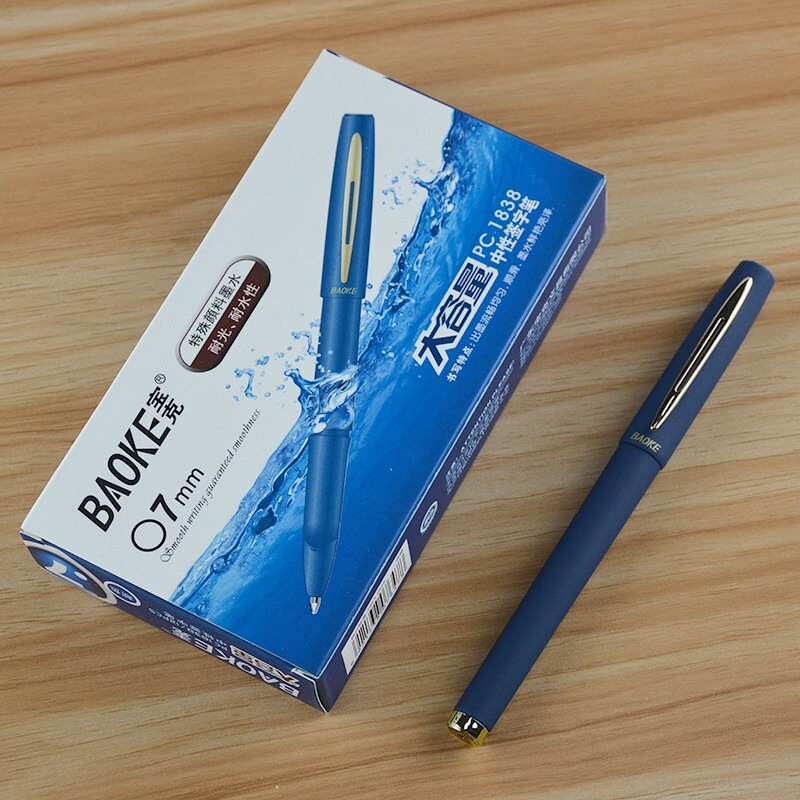 12 pièces BAOKE 0.5mm/0.7mm/1.0mm Gel givré stylo école stylo recharge haute capacité noir Gel encre stylos fournitures scolaires de bureau: 0.7mm blue 12pcs