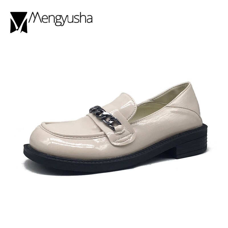Suqare-chaussures oxford en cuir pour femmes, derbies brillantes à bout, mocassins plats à talons épais, tailles 35 à 40, collection