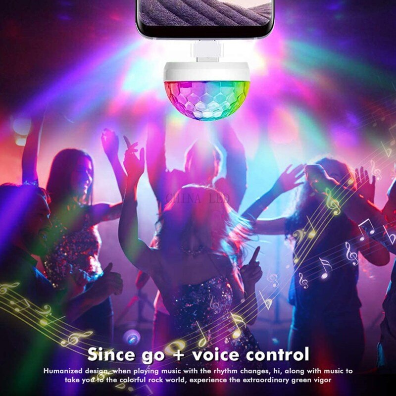 USB Ambient Light DJ RGB Mini Colorful Music Sound Led Apple USB Interface Party Atmosphere Interior Dome Trunk Lamp