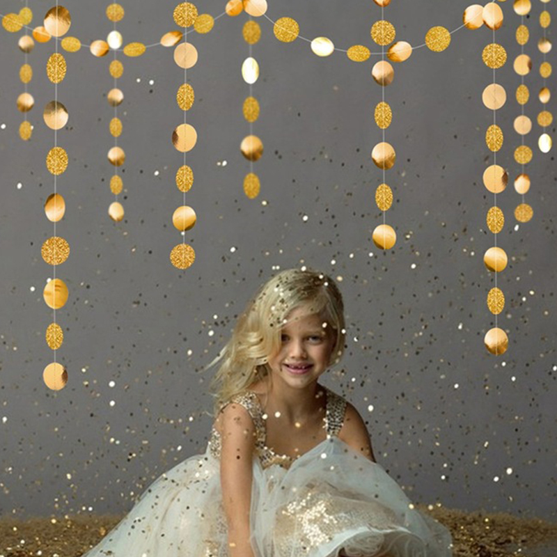 4M Champagner Gold Glitzer Stern Runde Papiergirlande Geburtstag Hochzeit Bachelorette Party Dekorationen Jahrestag Hintergrund Dekor: Burgunderrot