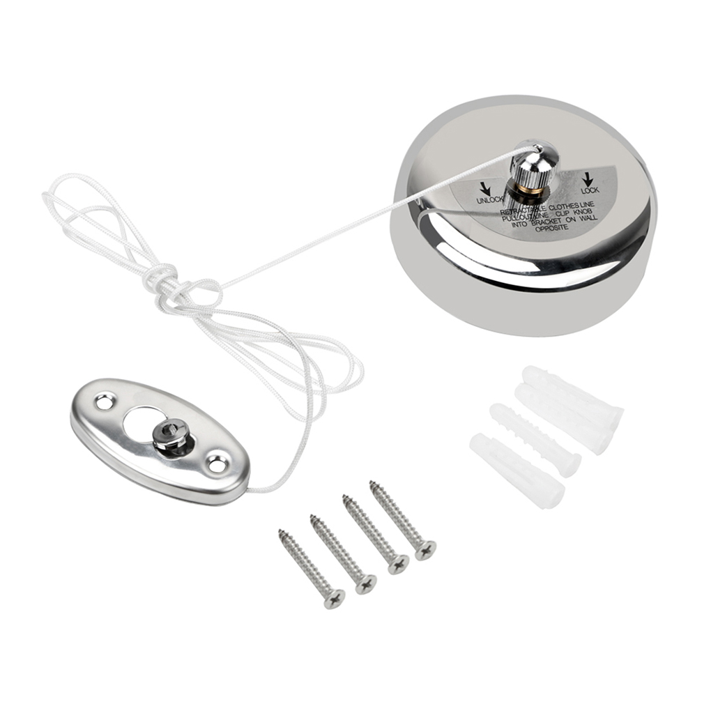 Hotel Retractable Clothesline Home Washing Line Space Saving Storage Hanger Stainless Steel Invisible Wall Mounted Clothesline: Default Title