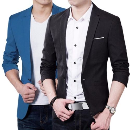 Charm män casual slim fit kavaj kavaj kostym med en knapp snygga formell kappa jacka toppar
