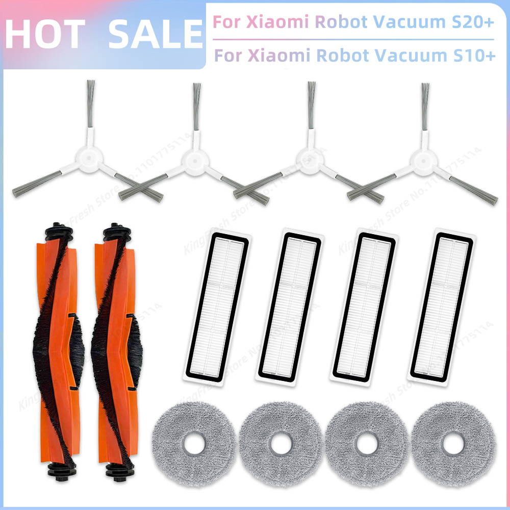 Passend Für Xiaomi Robot Vacuum S20+ Plus B108GL / S10+ Plus B105 Staubsauger Teile Hauptwalze Seitenbürste Hepa-Filter Mopptuch Zubehör: Licht Grau
