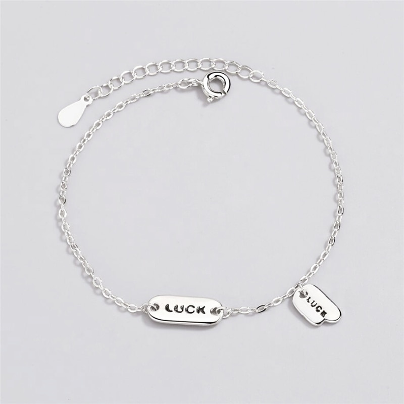 Sole Memory Luck Letters Cool 925 Sterling Silver Female Resizable Bracelets SBR262