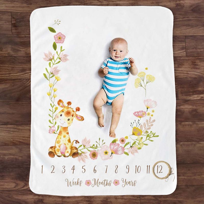 Baby Monthly Record Growth Milestone Blanket Animal Pattern Photography Props Q1FE