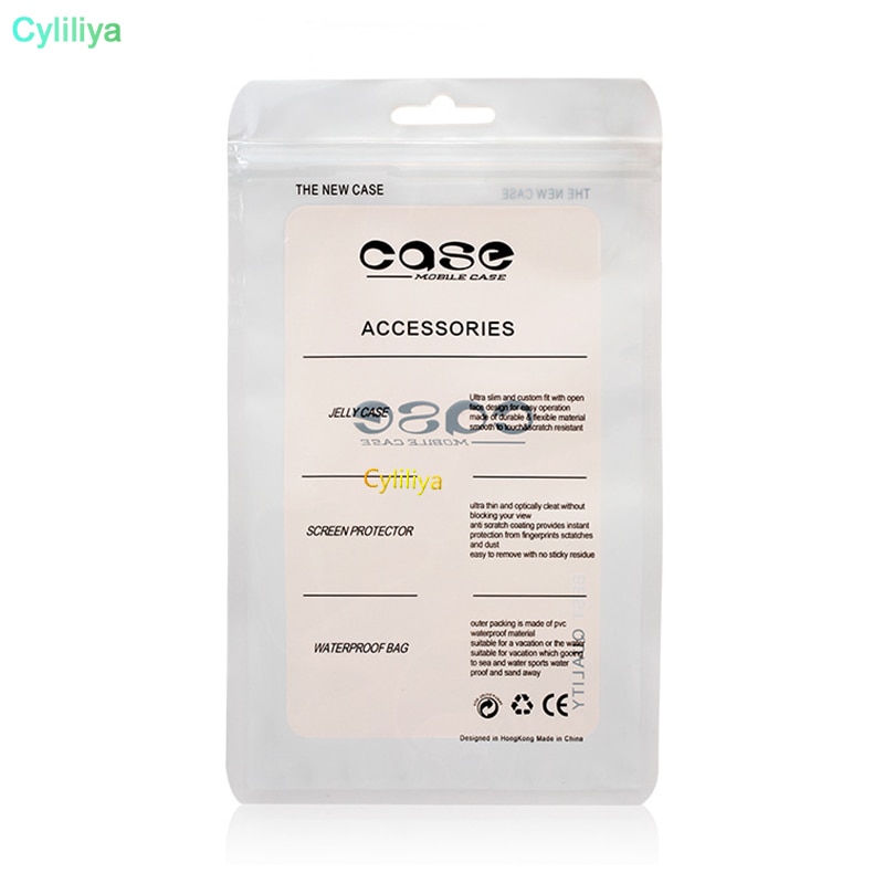 100Pcs 12X20cm Plastic zipper Bag Cell Phone Accessories Mobile Phone Case Cover Packaging Package Bag for iPhone 8 7 6S 6 Plus