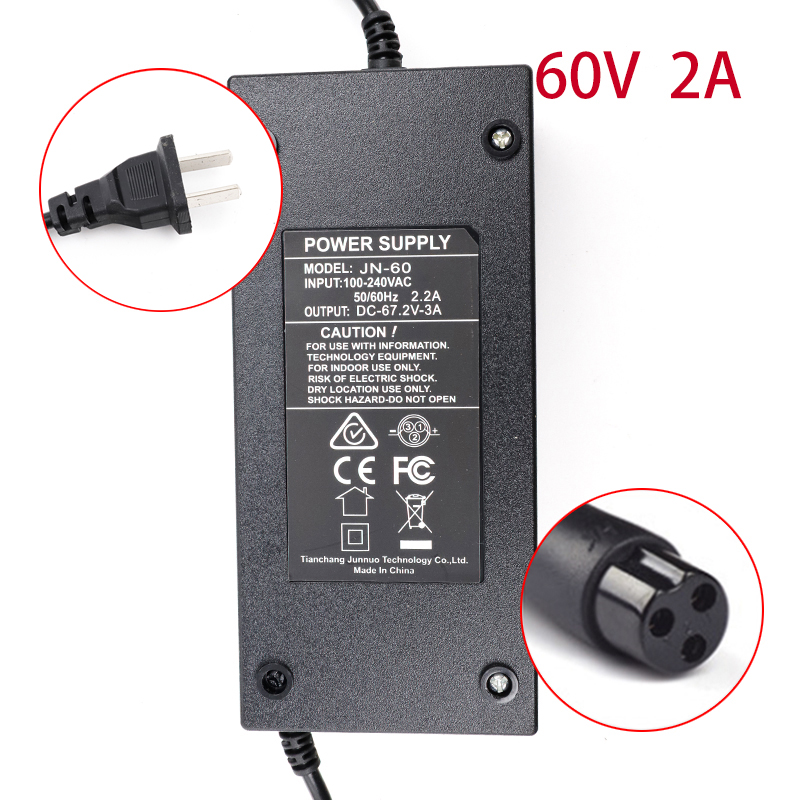 Chargeur universel de batterie au Lithium pour vélo électrique, 24v 2a 36v2a 48v2a 60v2a, accessoires pour Scooter électrique: plum