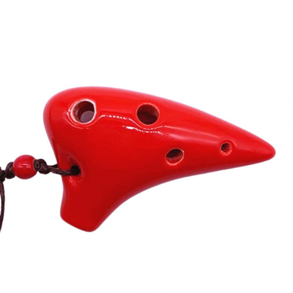 Lanyard Universal Mini Ceramic 6 Hole Ocarina Colorful Flute Instrument Fadeless for Play:  Red