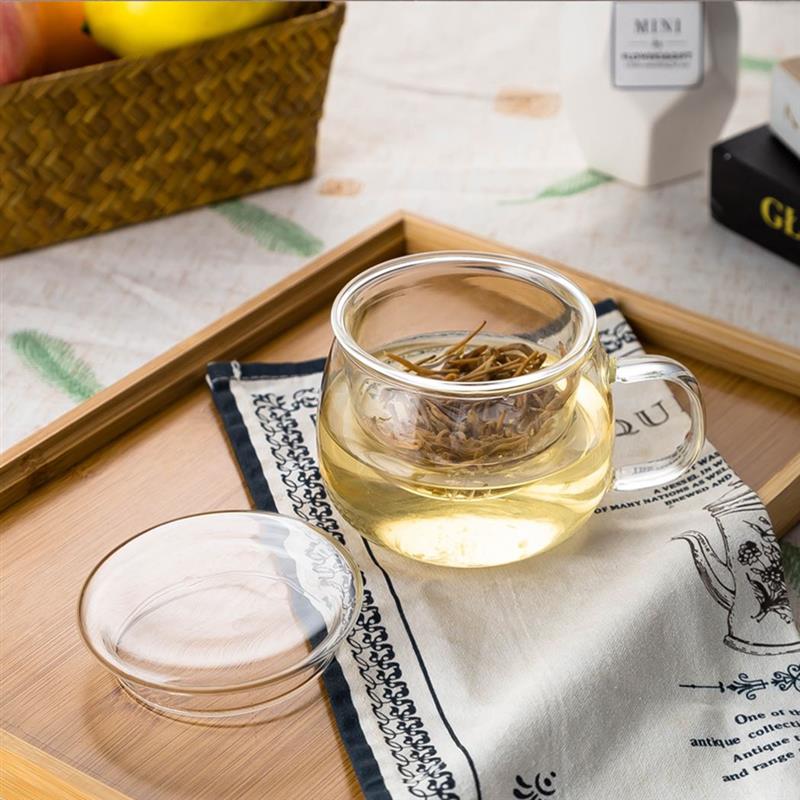 Kapmore transparent glas tekopp klassisk värmebeständig glaskopp glas temugg glas kaffemugg med lock dricksredskap