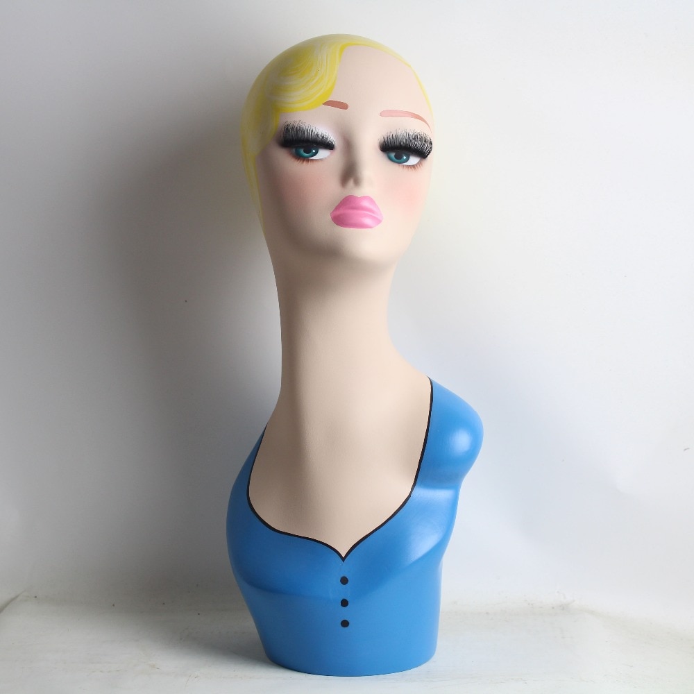 Fiberglass Vintage Female Hand-painted Mannequin Head