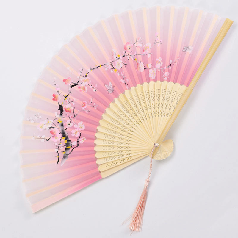 Eventail de fleurs repliable en soie | Vintage de Style chinois, pour fête de mariage danse, accessoires à main de