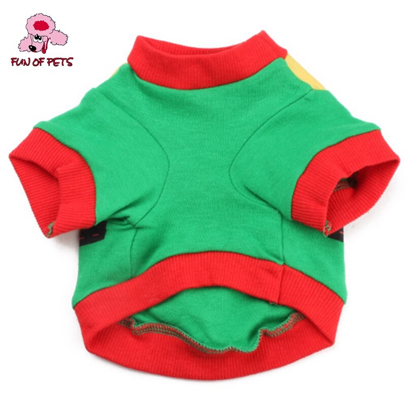 puro de algodón de Navidad perro ropa estilo Santa Claus Camiseta de algodón para perros (verde rojo XS-L)