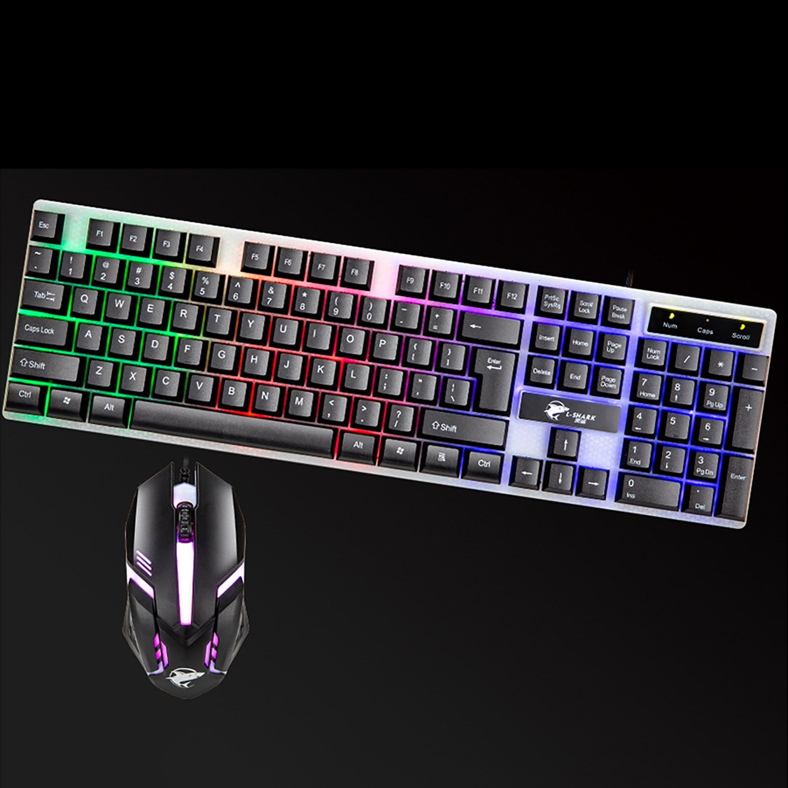 Wired Rainbow Backlit USB Game Keyboard and Mouse Kit for Windows XP/ 7/8/10/OSX system game keyboard and mouse