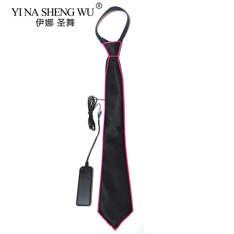 Men Glowing Tie EL Wire Neon LED Luminous Tie Glasses Cosplay Party Haloween Christmas Luminous Light Up DJ Bar Club Stage Prop