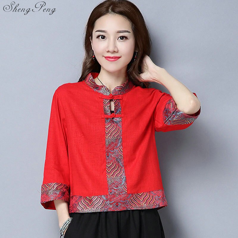 Traditionele chinese kleding voor vrouwen cheongsam top mandarijn kraag womens tops en blouses oosterse China kleding Q662: 1 / XXL
