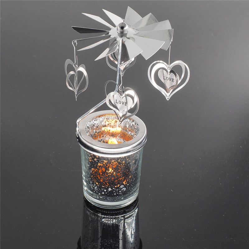 Rotatif rotation chandelier photophore bougeoir métal thé supports de lumière carrousel mariage maison fête décor 10-type: Love