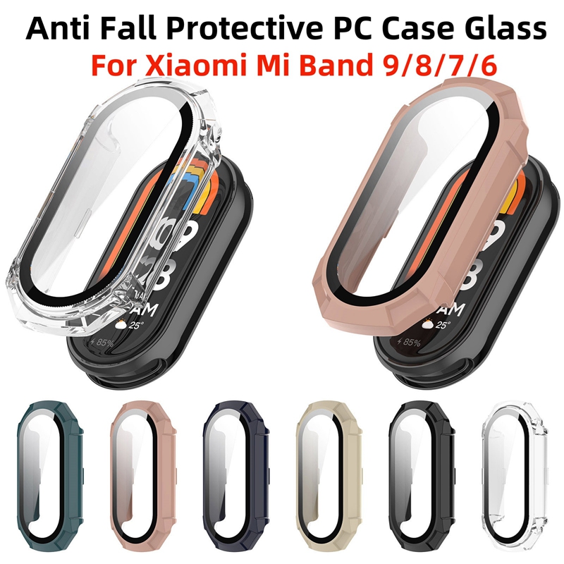 Protective PC Case Glass For Xiaomi Mi Band 9 Smartwatch Screen Protector Frame Bumper for Xiaomi Mi Band 8 7 6 Mi Band9 Cover