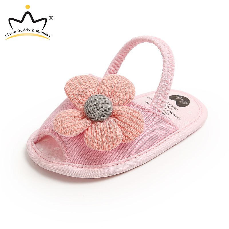 Flor bonito do bebê sandálias verão recém-nascido sapatos da menina do bebê sola macia de algodão não deslizamento infantil berço sapatos primeiros caminhantes: pink / 0-6 meses
