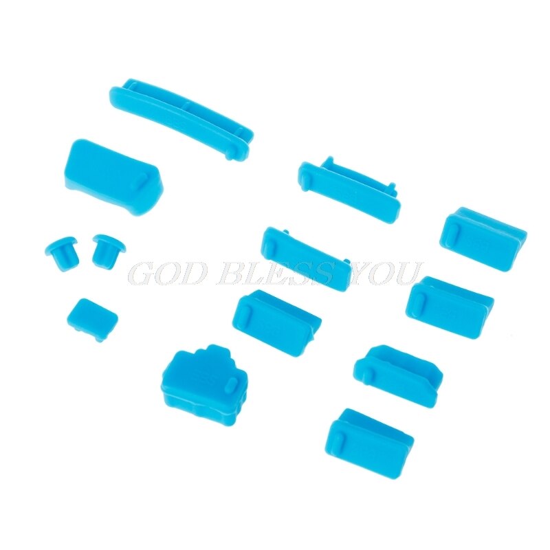 13 Stks/set Anti Stof Plug Voor Laptop Siliconen Cover Stopper Laptop Stof Plug Laptop Stofdicht Usb Stof Plug Computer Accessoires: Blauw