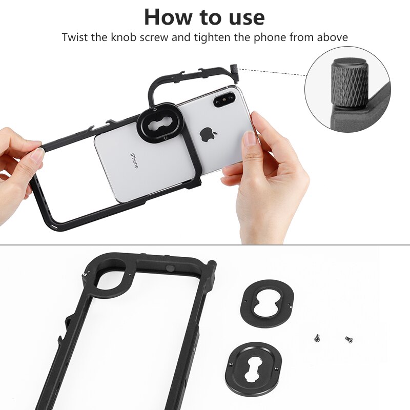 Ulanzi Video Camera Vlog Case Voor Iphone X Xs Max Flimmaking Case Met Moment Lens Draad Mount 17Mm Koud schoen 1/4 Draad