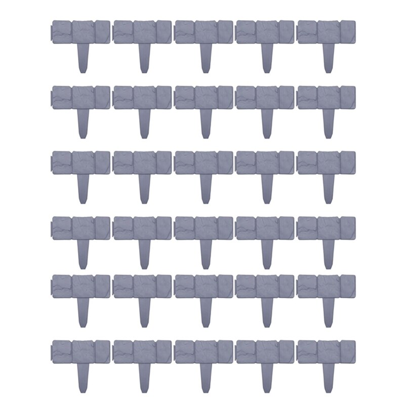 30Pcs Garden Fence Edging Cobbled Stone Effect DIY Plastic Lawn Edging Interlock Flower Bed Plant Border Decorative