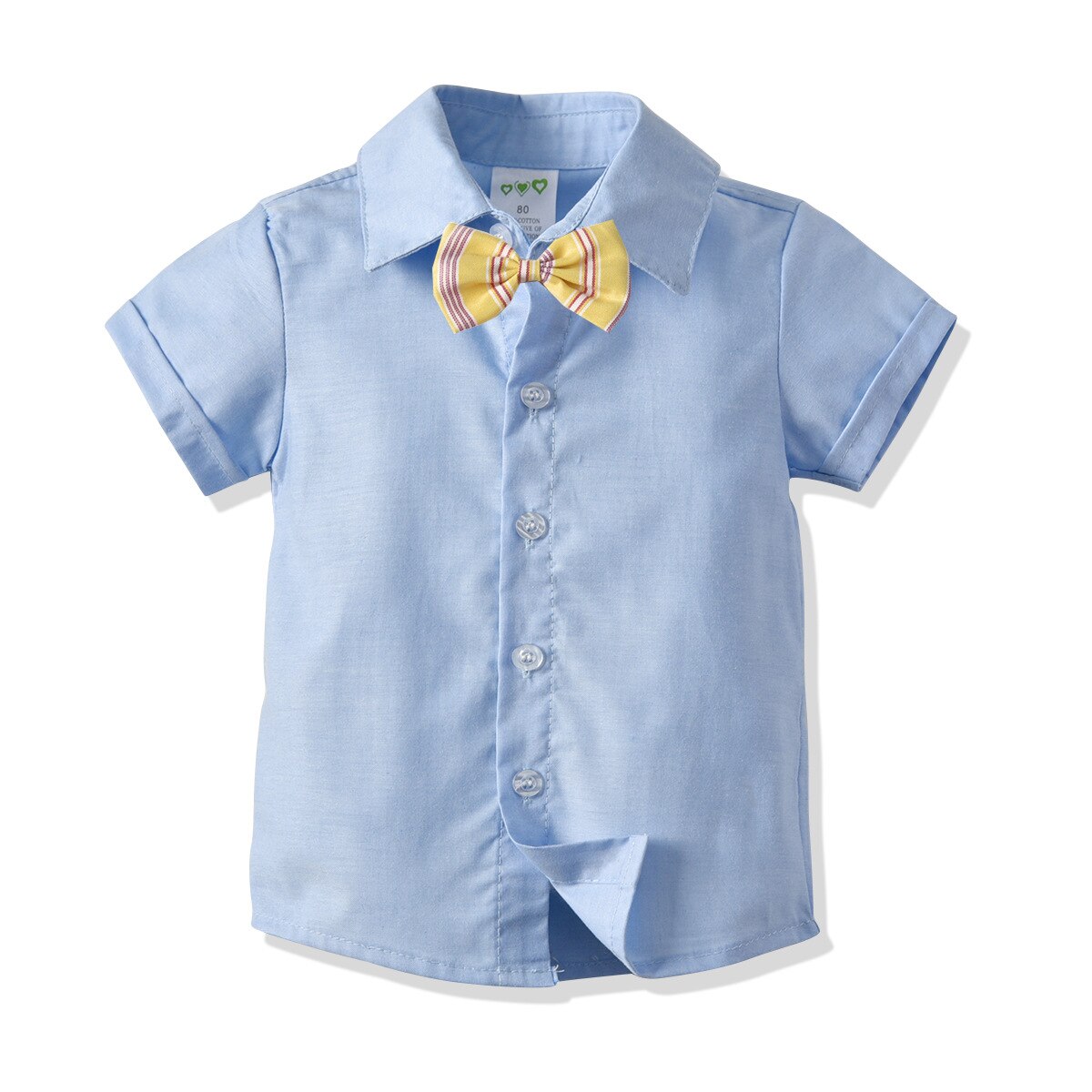 Peuter Kids Jongens Korte Mouw Met Bowtie Effen Kleur Revers Knoppen Shirts Tops Kinderkleding Baby Jongens Blouses: 110
