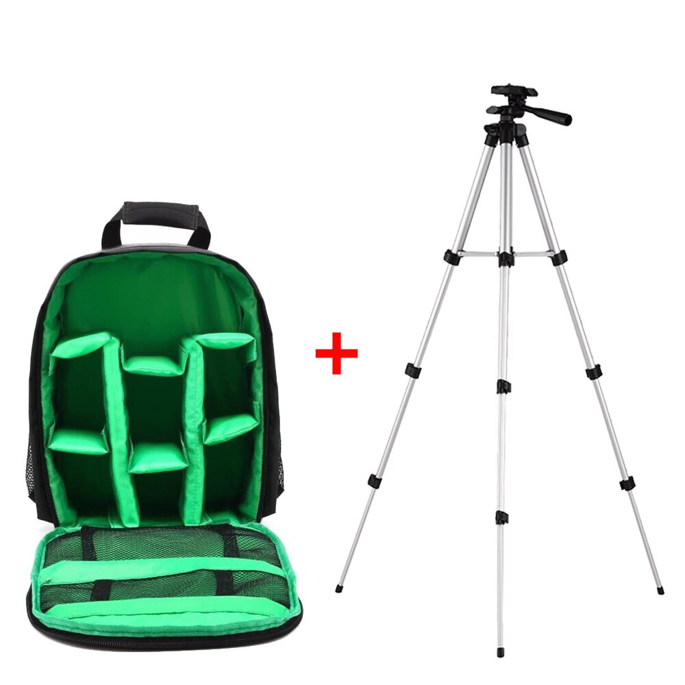 Multi-functional Camera Backpack Video Digital DSLR Bag Waterproof Outdoor Camera Photo Bag Case for Nikon Canon Sony Photo Bag: A-Green and Tripod