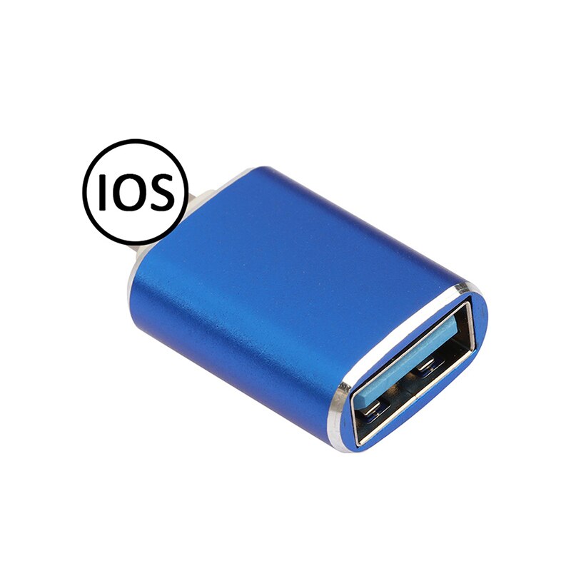 Hembra USB para USB un adaptador de cámara convertidor de datos tarjeta SD de disco U corto OTG para iPhone 12 11 Pro XS MAX XR X 6 6S 7 7 8 Plus: Azul