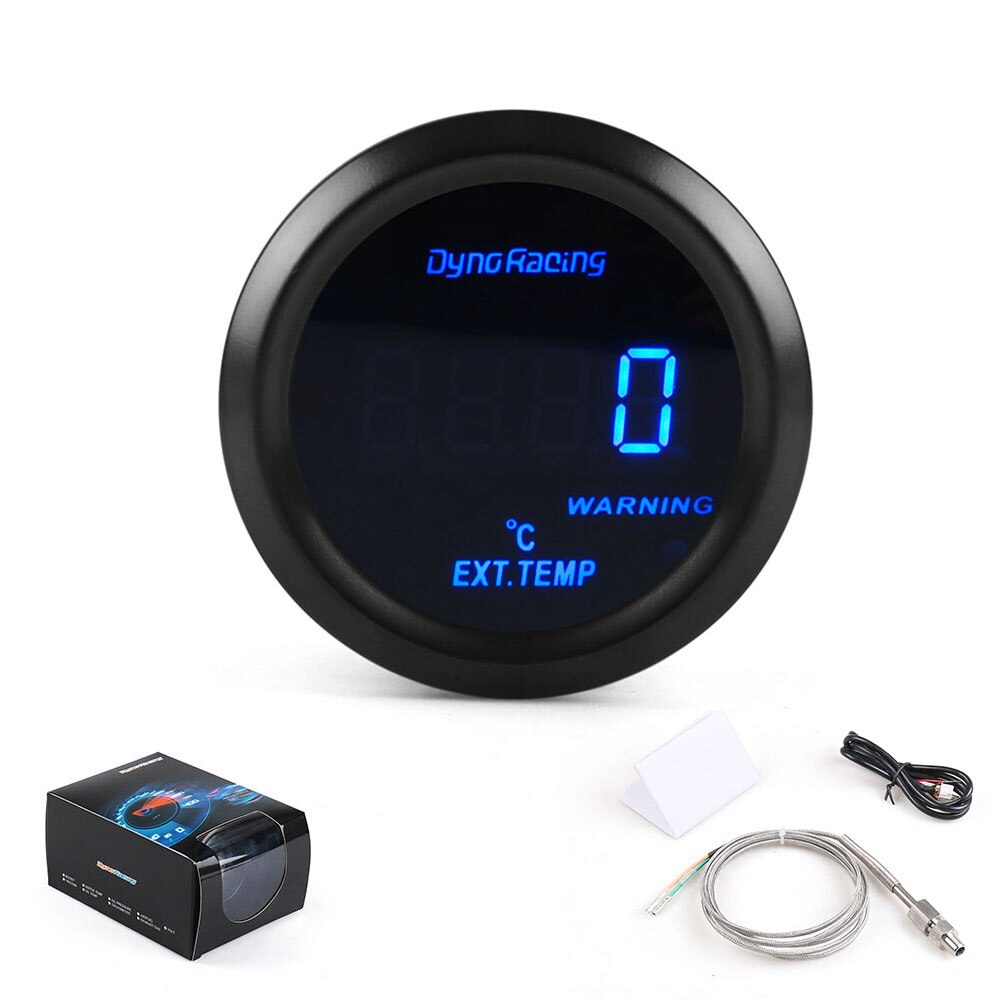 Dynoracing 2 " 52mm avgastemperaturmätare digital avgastempmätare blå led egt ext gauge bilmätare med sensor