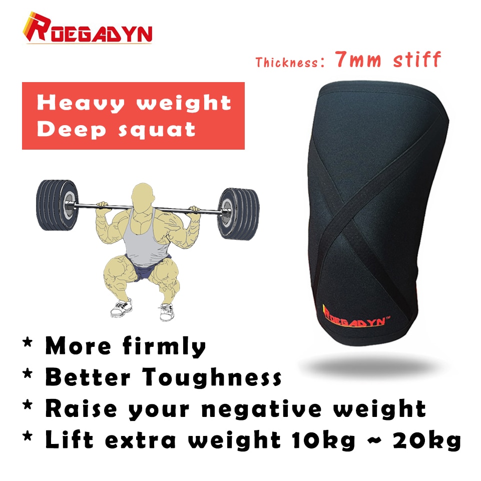 ROEGADYN 7mm krzyż sztywny neopren profesjonalna jakość wsparcie kolana moc Sport kompresyjny stabilizator kolana, niedźwiedź waga ciężka, Unisex
