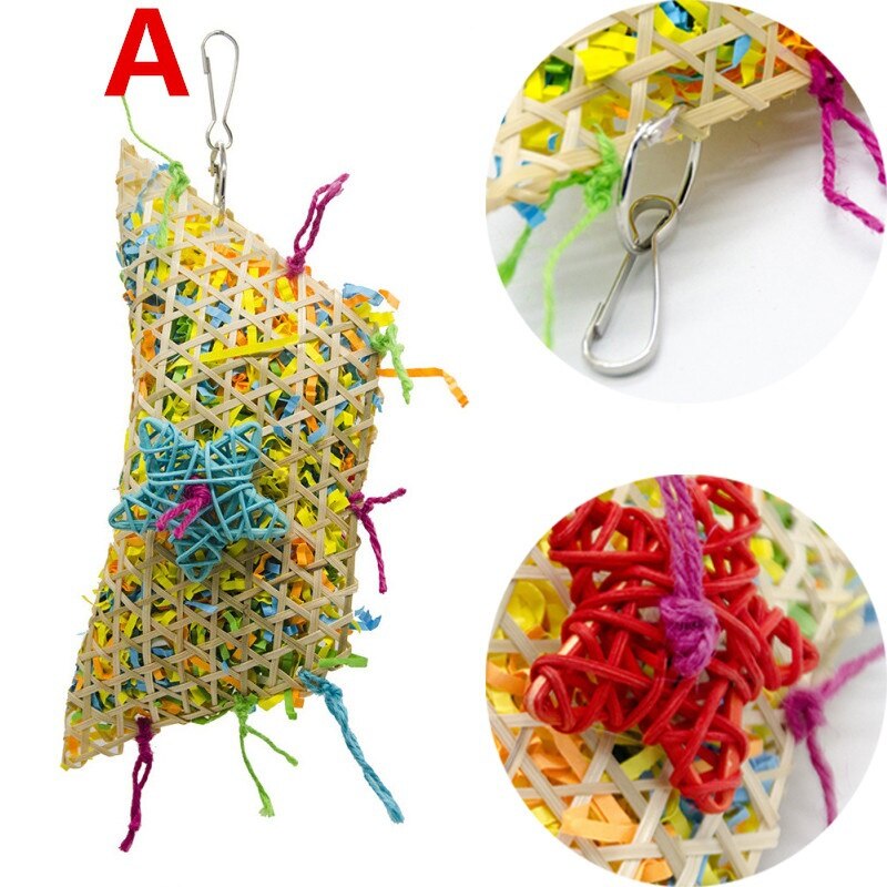 Papegøje bid legetøj fugle træklatring bidende halm reb farverigt sjovt legetøj med hængekrog til kæledyrs fugleforsyning 1pc 25: -en