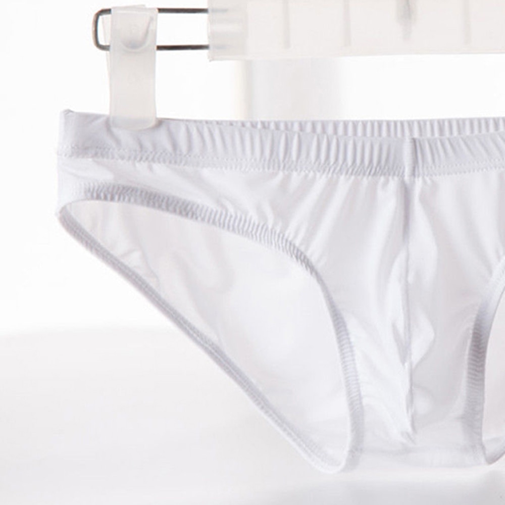 KLV Breathable Ice Silk Men Briefs Ultra-thin Transparent Seamless Underpants Low Waist Sexy Men Panties Elastic Underwear