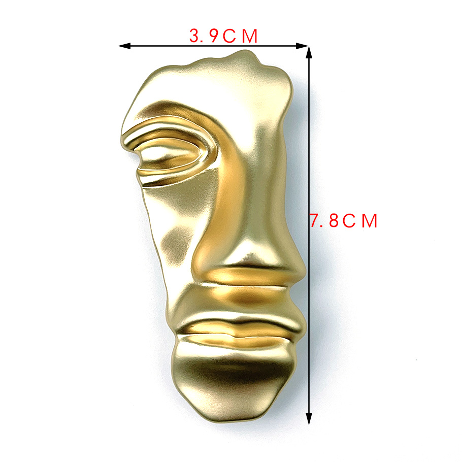 Broches de cara media humana exagerados de moderno para mujeres y hombres, alfileres de personalidad de Metal de Color dorado, decoraciones para fiestas diarias: Color dorado