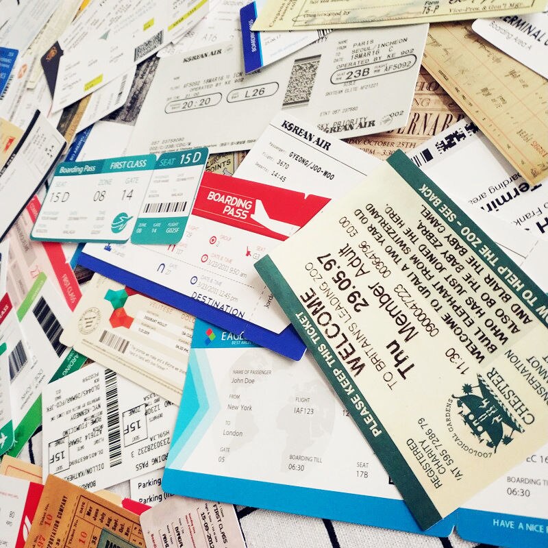 55pcs/Lot Travel Sticker PVC Waterproof Mixed Aircraft Boarding Pass Stickers for Trolley Case Sticker Retro Air Boarding Pass