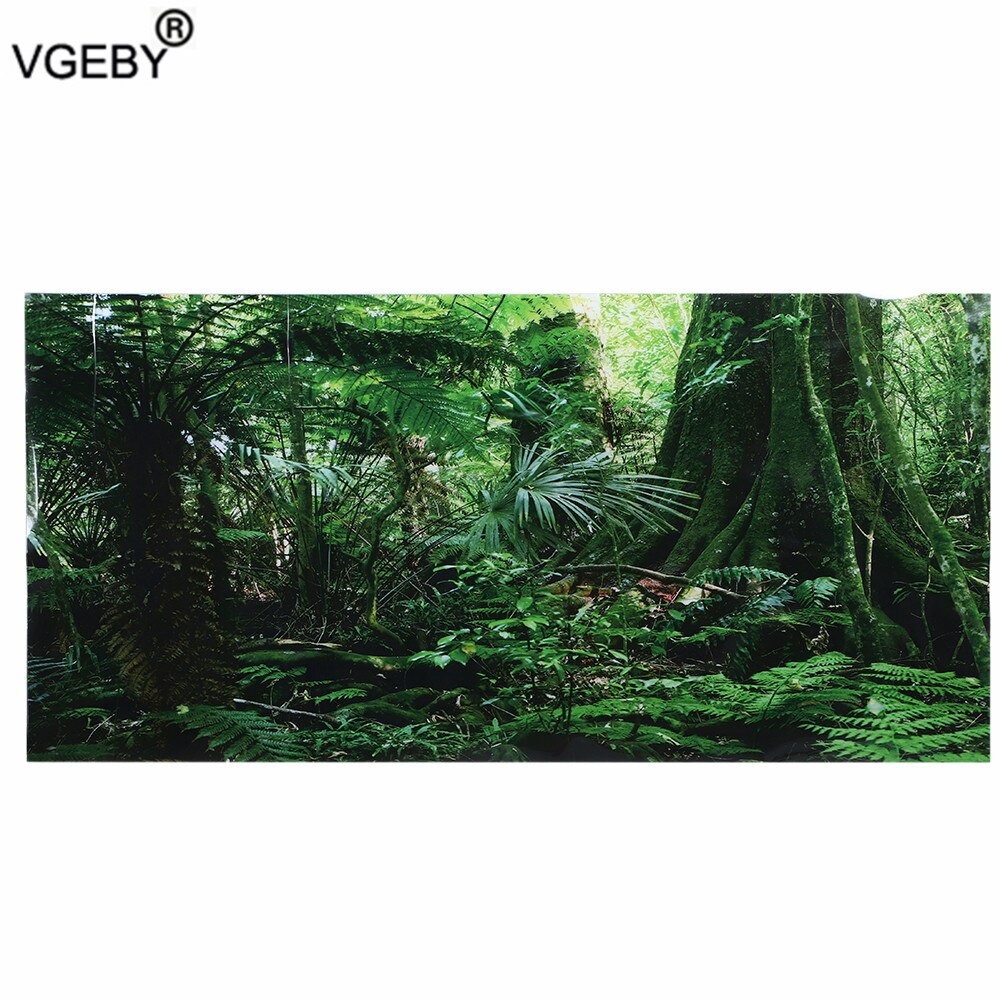 Fish Tank Aquarium Sticker PVC Reptile Box Rainforest Background Poster Fish Tank Wall Picture Painting Decoration Tank Poster