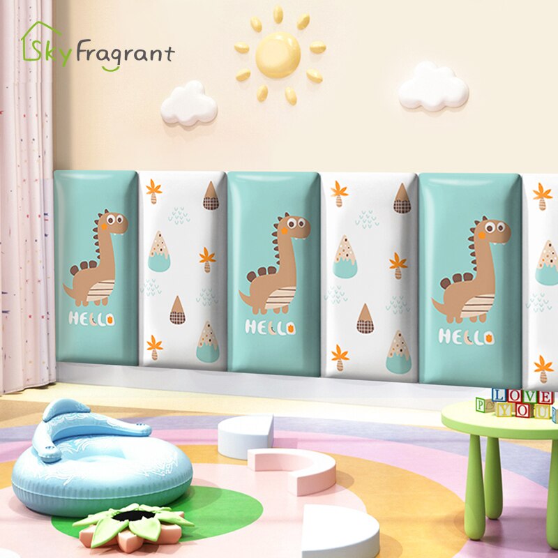 3D Anti Collision Leuke Dinosaurus Zachte Muurstickers Voor Kinderen Kamers Decor Prinses Kamer Nursery Zelfklevende Plint Decoratie
