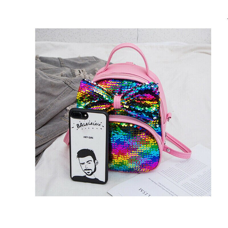 Dzieci dwa sposoby za pomocą cekiny torba łuk mini PU skórzany plecak dla dzieci dziewczyny nastolatek dziewczyny mody Crossbody torba na ramię