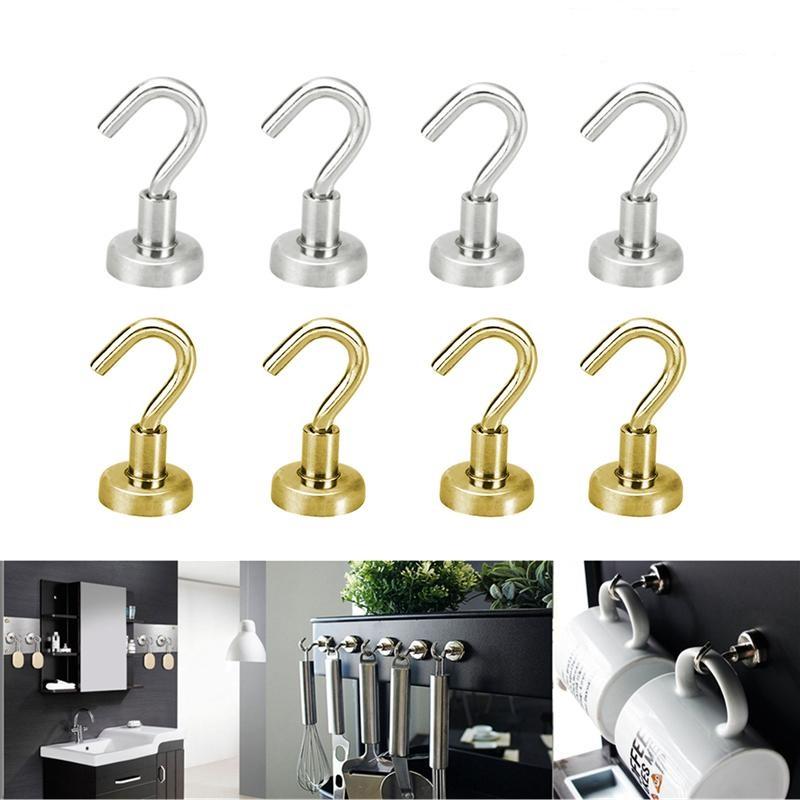 2pcs Magnet Hooks Super Strong Magnetic Hooks Heavy Duty Hook Holder Bags Wall Hanging For Home Door Storage Organization