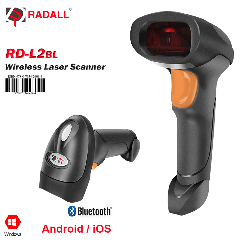 Escáner lector de código de barras inalámbrico RADALL Bluetooth/Wire/ 2D/1D escáner de código de barras Android/iOS Win/Mac para Terminal POS de inventario: RD-L2BL Bluetooth 1D