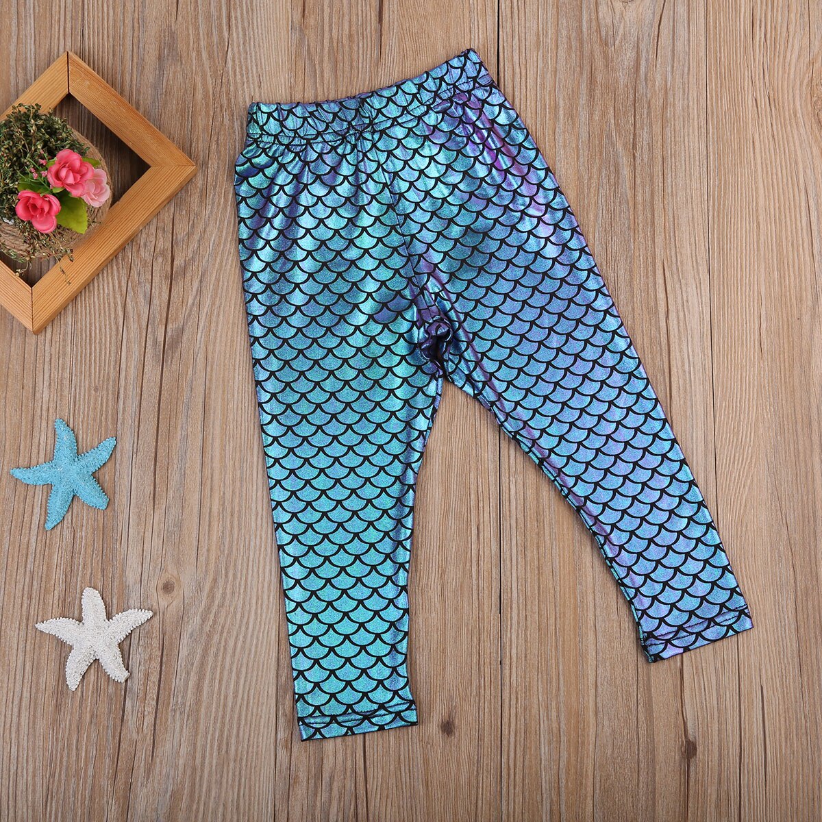 Pudcoco-Pantalones brillantes de sirena para niñas, mallas Treggings
