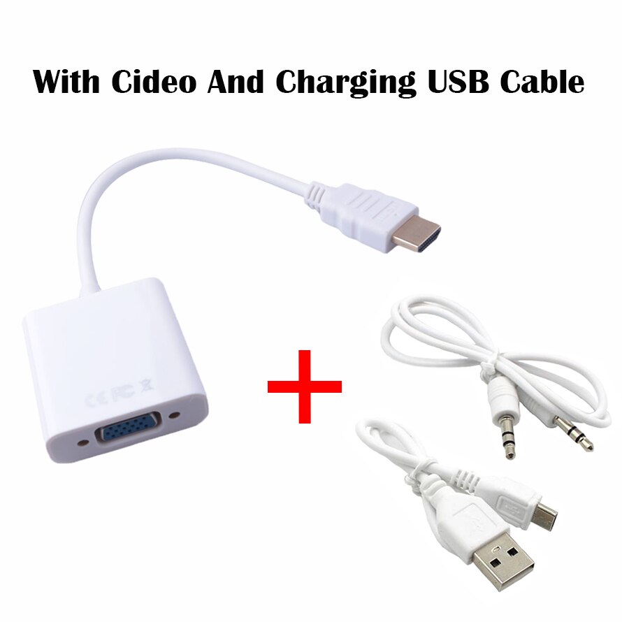 HDMI Male to VGA Female adapter with aduio cable HDMI splitter to VGA converter Digital Analog HD 1080p For PC Laptop Tablet: W-Video USB Cable